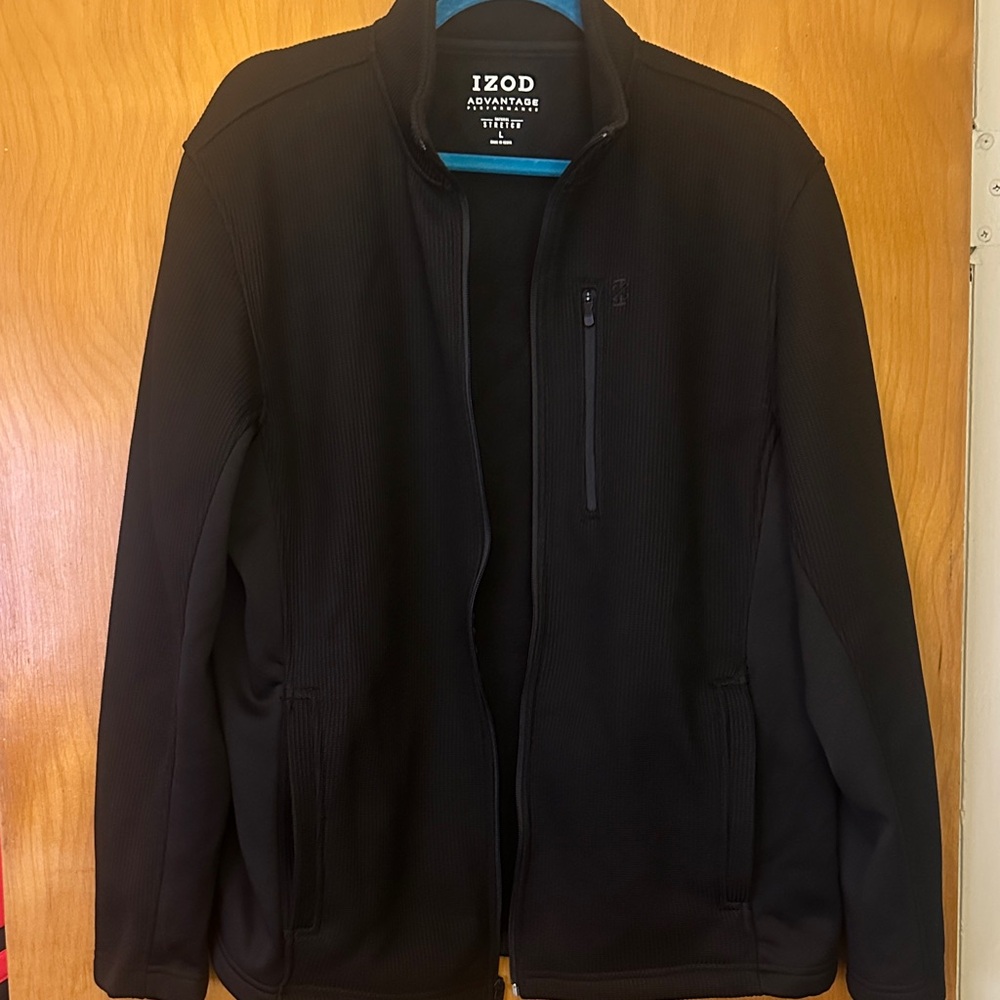 Izod Black Lightweight Full-Zip Shirt Jacket